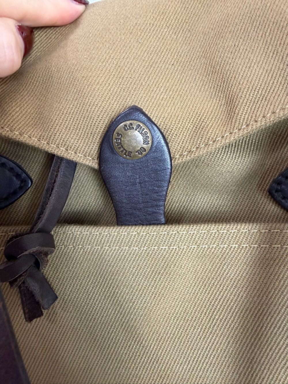 FILSON TAN RUGGED TWILL & LEATHER BRIEFCASE - Picture 3 of 7